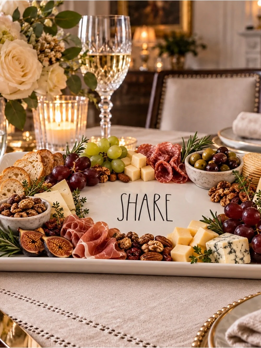 Rae Dunn White Ceramic 'Share' Charcuterie Serving Platter
